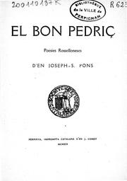 El Bon Pedriç : poesies rosselloneses / Joseph-S. Pons | Pons, Josep Sebastià (1886-1962)