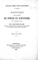 Rapport sur les concours de poésie & d'histoire de l'année 1868 / Léon Fabre de Llaro | Fabre de Llaro, Léon