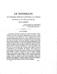 Le Roussillon aux premiers temps de sa réunion à la France chronique du XVIIe siècle... | Aragon, Victor (1806-1886)