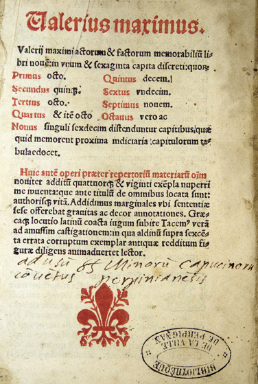 Ex libris du couvent des Capucins de Perpignan