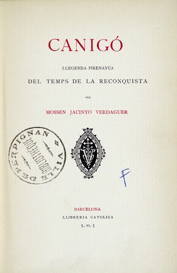 la première édition de Canigó de Jacint Verdaguer publiée en 1886