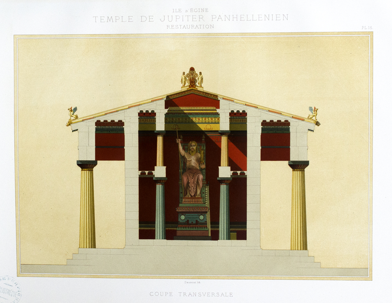 Une interprétation du temple de Jupiter à Egine par le prix de Rome Charles Garnier, futur architecte de l'Opéra