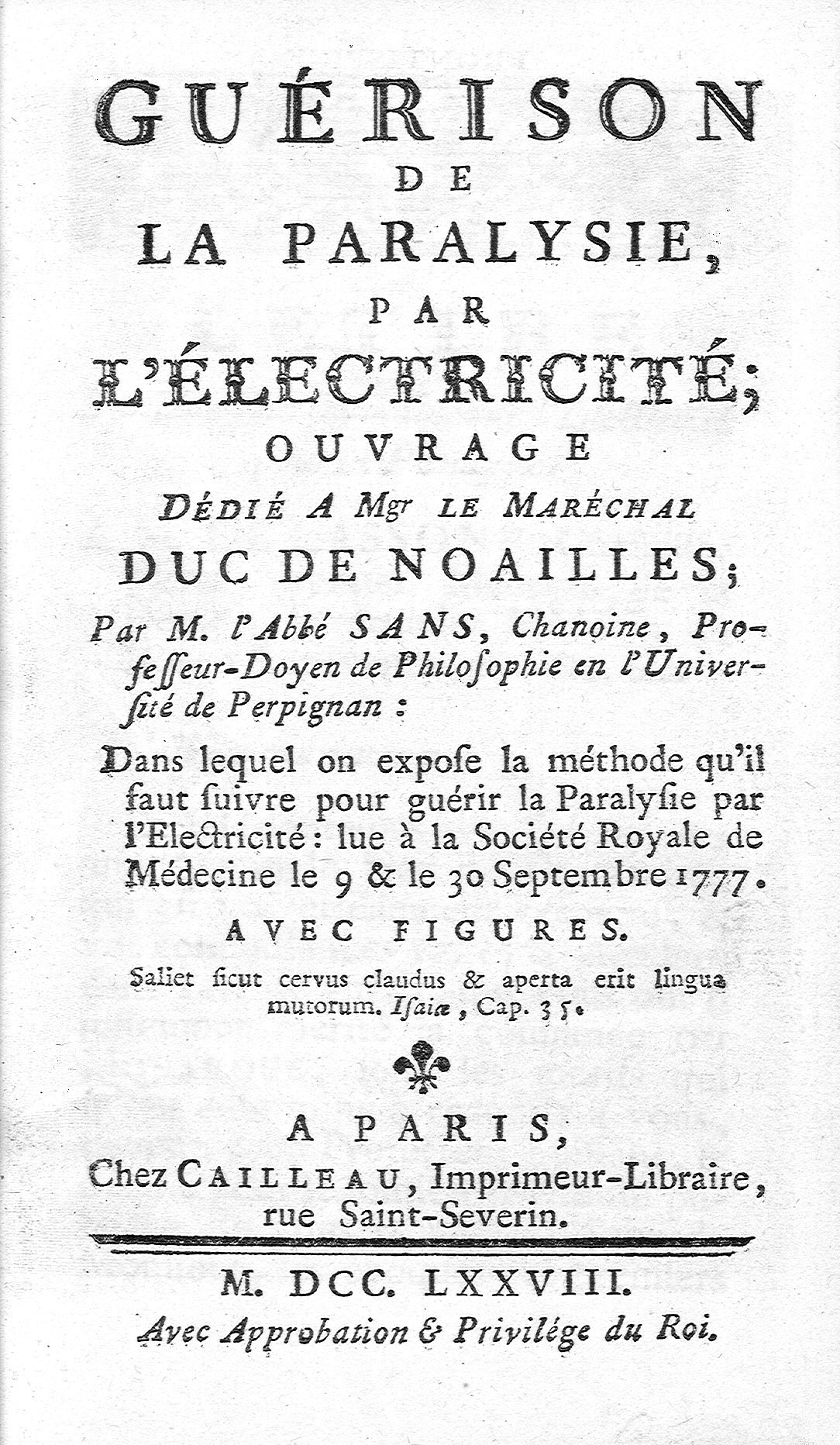 Un médecin perpignanais précurseur de l'électrothérapie au XVIIIe siècle | 