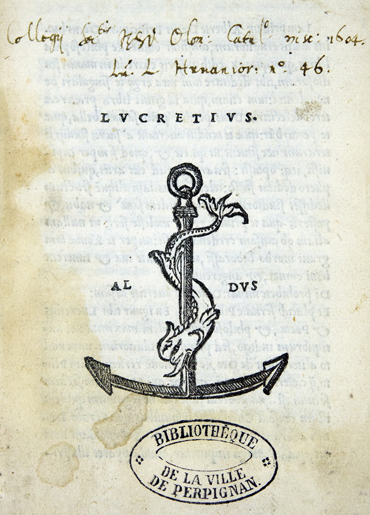 Alde Manuce célèbre imprimeur vénitien choisit le dauphin et l'ancre marine